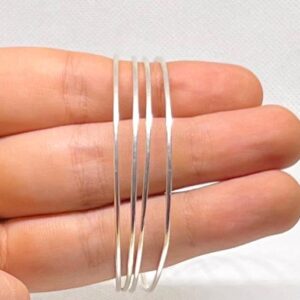 Sterling Silver Bangle Set, Berber Tribal Cuff Bracelet