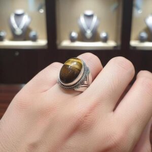 Handmade Sterling Silver Tiger's Eye Ring: Berber Tribal Jewelry, Size 8