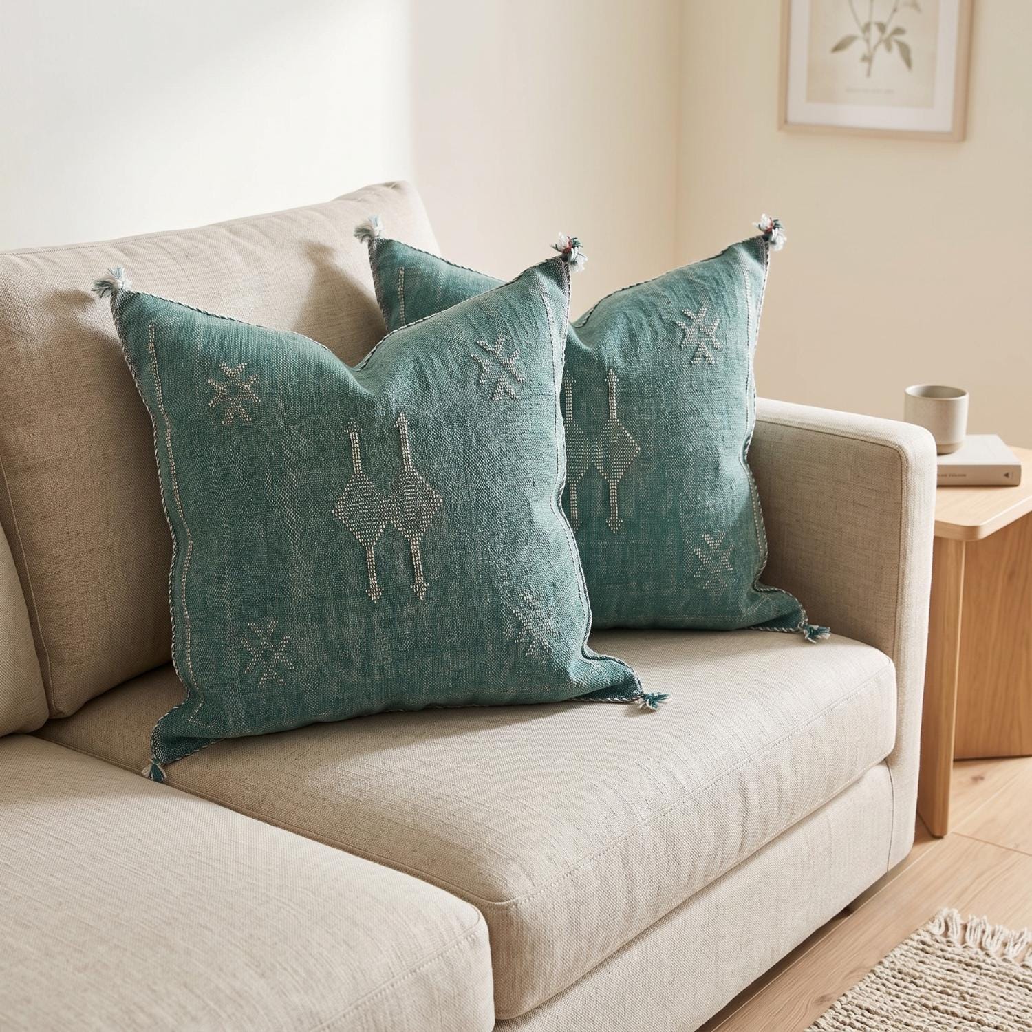 Berber Cactus Silk Handmade Sabra Cushion Cover Pillow