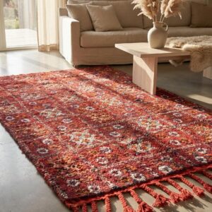 Vintage Rug 6x4 ft - Red Floral Wool Rug - Antique Berber Carpet - Boho Living Room Rug - Tribal Red Area Rug - One of a Kind