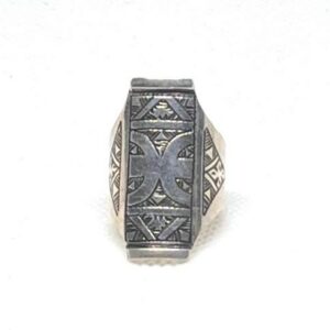 Handmade Sterling Silver Berber Ring: Tribal Yaz Symbol, Size 8