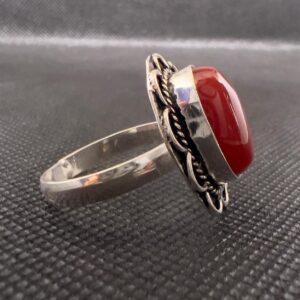 Sterling Silver Berber Ring: Red Agate, Tribal Boho Jewelry