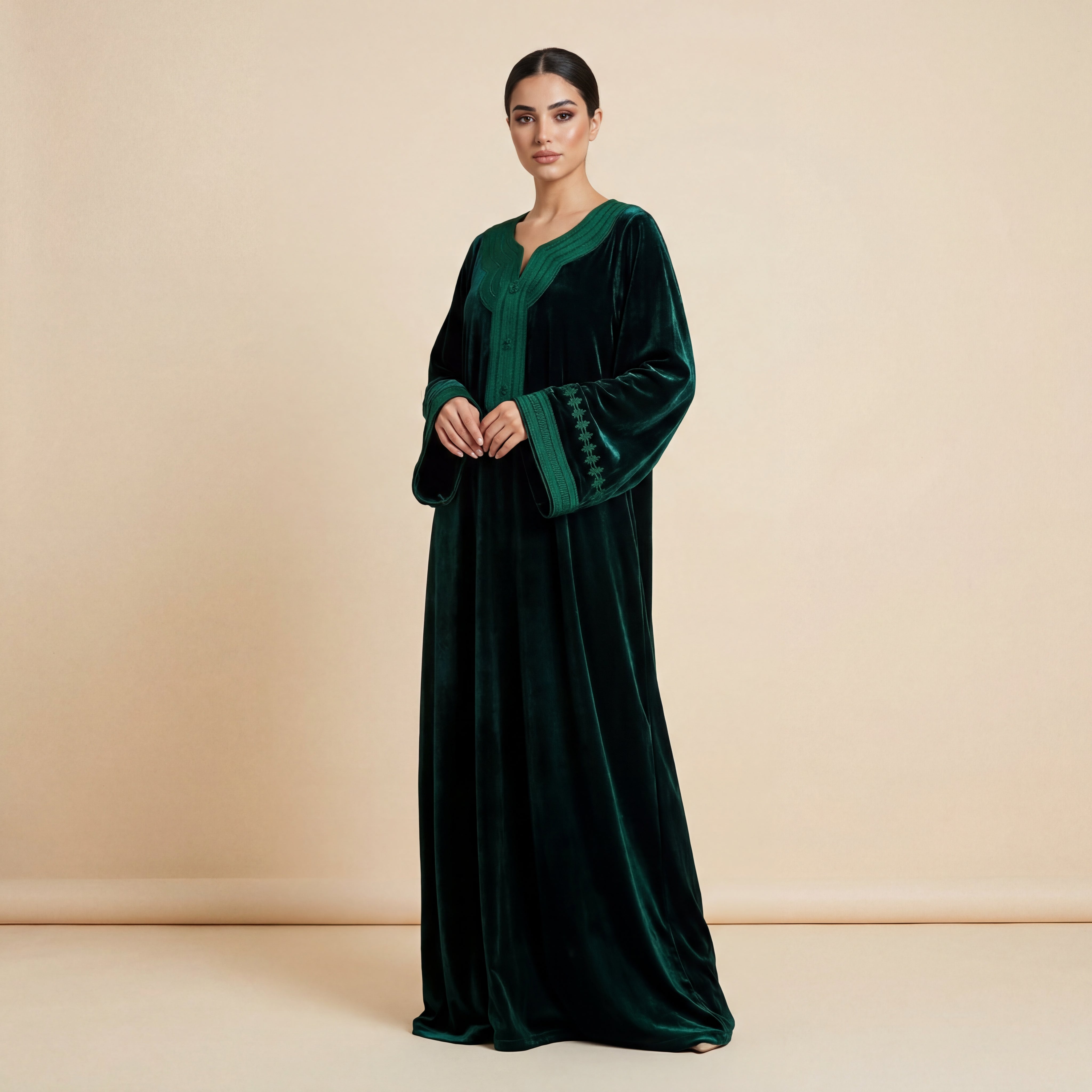 Velvet Kaftan - Green Occasion Wear