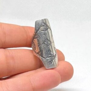 Handmade Engraved Tuareg Long BohoTribal Sterling Silver Berber Ring: Size 7 US