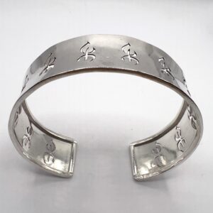 Yaz Z Sterling Silver Berber Symbol Tifinagh Bangle Bracelet: Handmade Amazigh Tribal Bangle