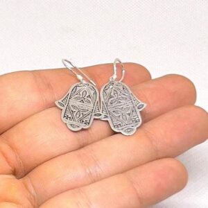 Sterling Silver Hamsa Hand Bohemian Earrings: Berber Evil Eye Protection Jewelry