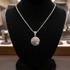 Amazigh Sterling Silver Necklace: Handmade Engraved Spiral Pendant