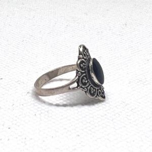 Amazigh Silver Ring Engagement Tourmaline Onyx For Women: Ethnic Tibetan Sterling Boho Tribal Jewelry