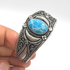 Bracelet Plated Silver Turquoise Berber Cuff Antique Handmade Adjustable Vintage African Tuareg Tribal