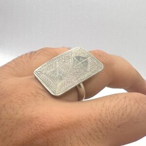 Vintage Handmade Tuareg Berber Engraved Sterling Silver Ring: Tribal Ethnic Boho Jewelry