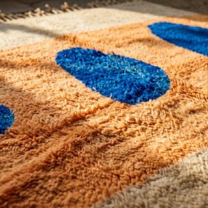 Berber Azilal Rug Blue & Peach Abstract Shapes