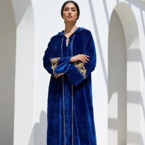 Amazigh Djellaba - Blue Velvet Traditional Occasion Wear