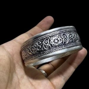 Antique Berber Silver Cuff Bracelet: Jewish Tribal Jewelry, 1950s Mogador (Essaouira)