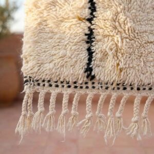 Berber Ivory Architectural Wool Rug, Black Grid Line Beni Ourain Carpet, Bauhaus Modern Shag Home