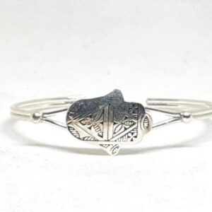 Handmade Sterling Silver Hamsa Bracelet: Berber Engraved Bangle