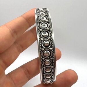 Vintage Sterling Silver Bangle: Handmade Berber Tribal Engraved Bracelet