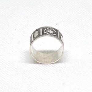 Handmade Sterling Silver Tuareg Cross Ring: Engraved Berber Ethnic Tribal Jewelry