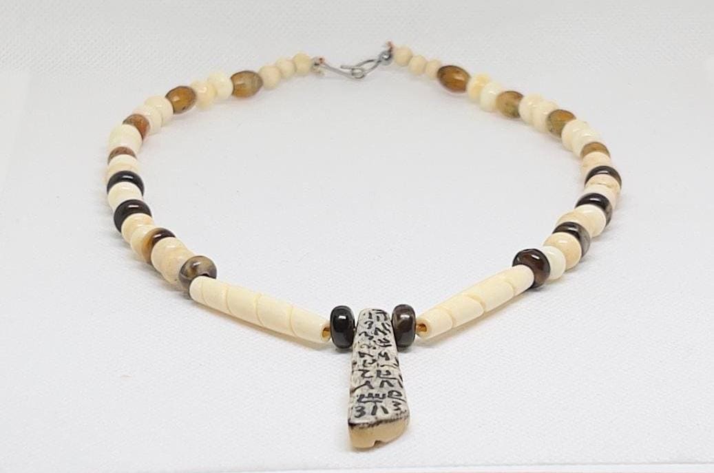 Antique African Bone Necklace: Wolf Fang Talisman, Tribal Jewelry