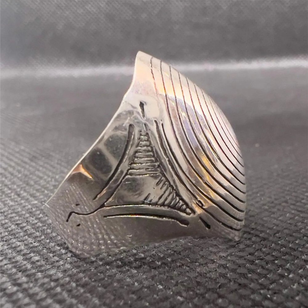 Handmade Sterling Silver Berber Ring: Spiral Engraved Tribal Jewellery, Size 8