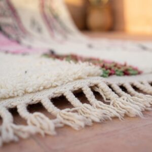 Rose Pink Azilal Amazigh Rug, Hand Knotted Wool Tribal Carpet, Feminine Boudoir Shag