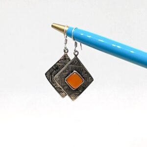 Tuareg Berber Amber Earrings: Sterling Silver African Tribal Jewelry