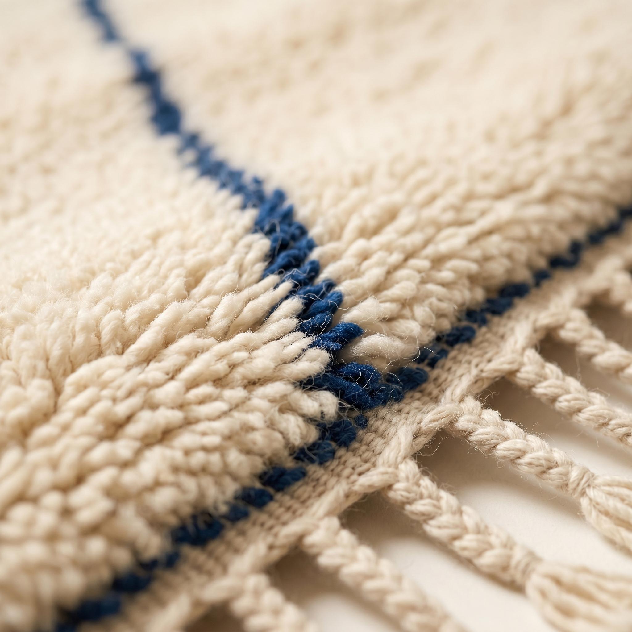 Beni Ourain Rug - Ivory Navy Wool Rug - Handmade Nested Diamond Rug - Japandi Area Rug - Berber Carpet - Multiple Sizes