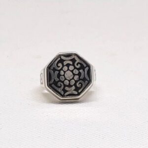 Handmade Sterling Silver Tuareg Ring: Ebony Wood Inlay, Berber Tribal Jewelry
