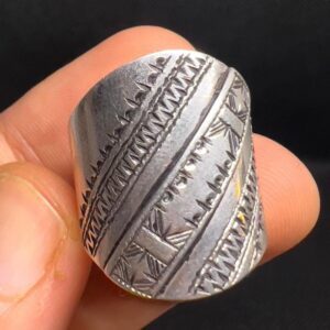 Handmade Sterling Silver Berber Ring: Tribal Engraved Jewelry, Size 8-8.5