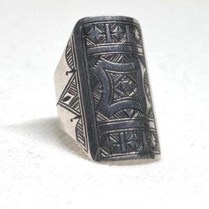 Handmade Engraved Sterling Silver Berber Ring: Tribal Jewelry, US Size 8