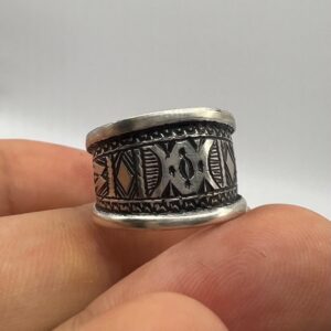 Sterling Silver Amazigh Ring - Hand-Engraved Berber Tribal Band (Size 7 US)