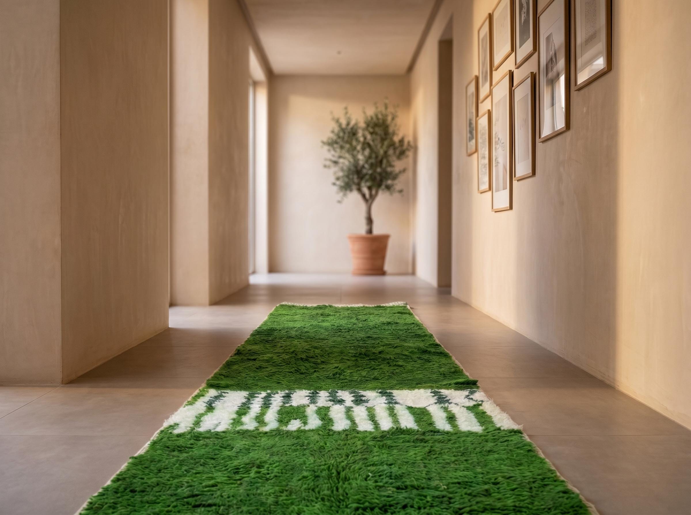 Berber Green Hallway Rug