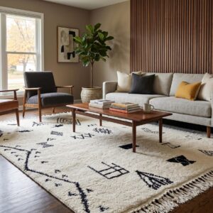 Berber Cream & Black Azilal Rug