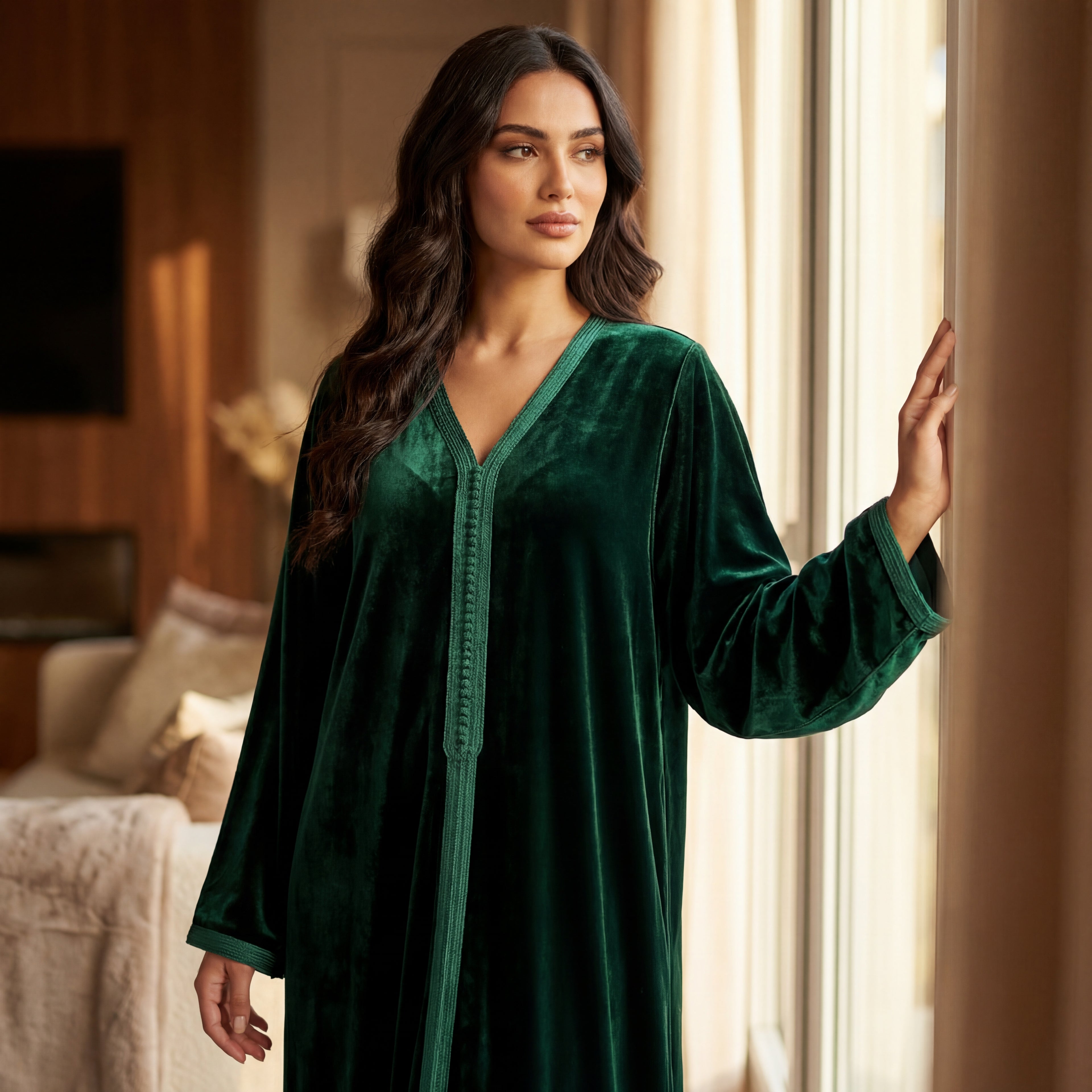 Sfifa Kaftan - Green Velvet Amazigh Occasion Wear