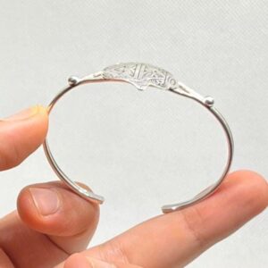 Handmade Sterling Silver Hamsa Bracelet: Berber Engraved Bangle