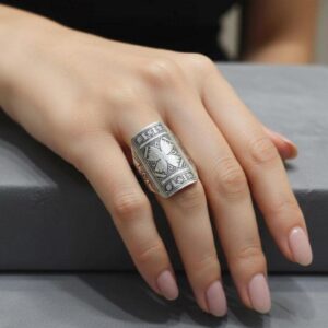 Berber Sterling Silver Ring: Handmade Engraved Tribal Jewelry, US Size 9