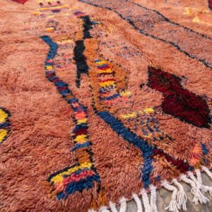 Berber Terracotta Rug, Abstract Tribal Wool Area Rug, Rust Red Boujaad Carpet, Hand Knotted Earthy Custom Boho Area Rug
