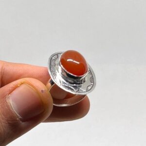 Tuareg Handmade Sterling Silver Carnelian Ring: Berber Tribal Jewelry, Size 7 US