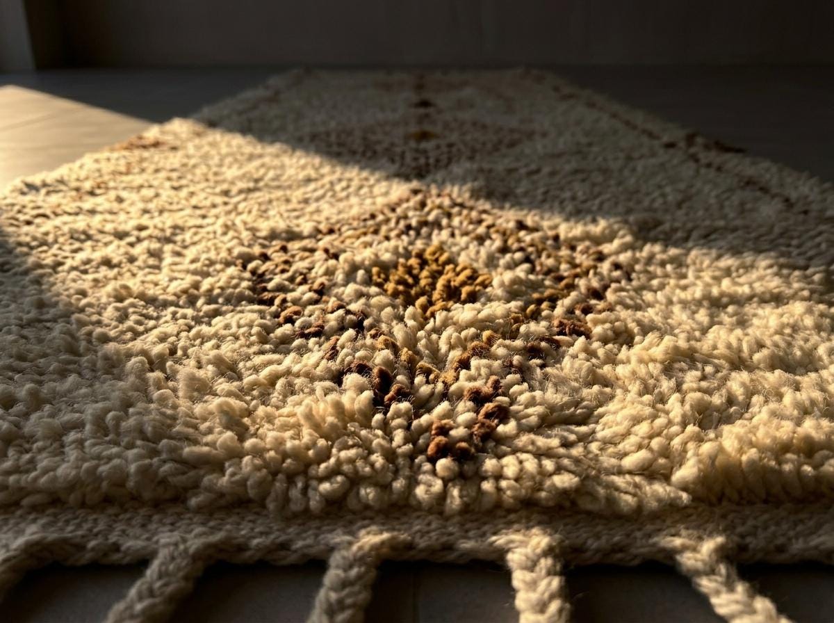 Beni Ourain Runner Rug, Berber Hallway Carpet, Cream and Brown Tribal Shag, Modern Minimalist Entryway Decor, Custom Size