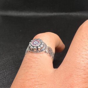 Tuareg Sterling Silver Ring: Berber Chevron Bead, Ethnic Biker Jewelry