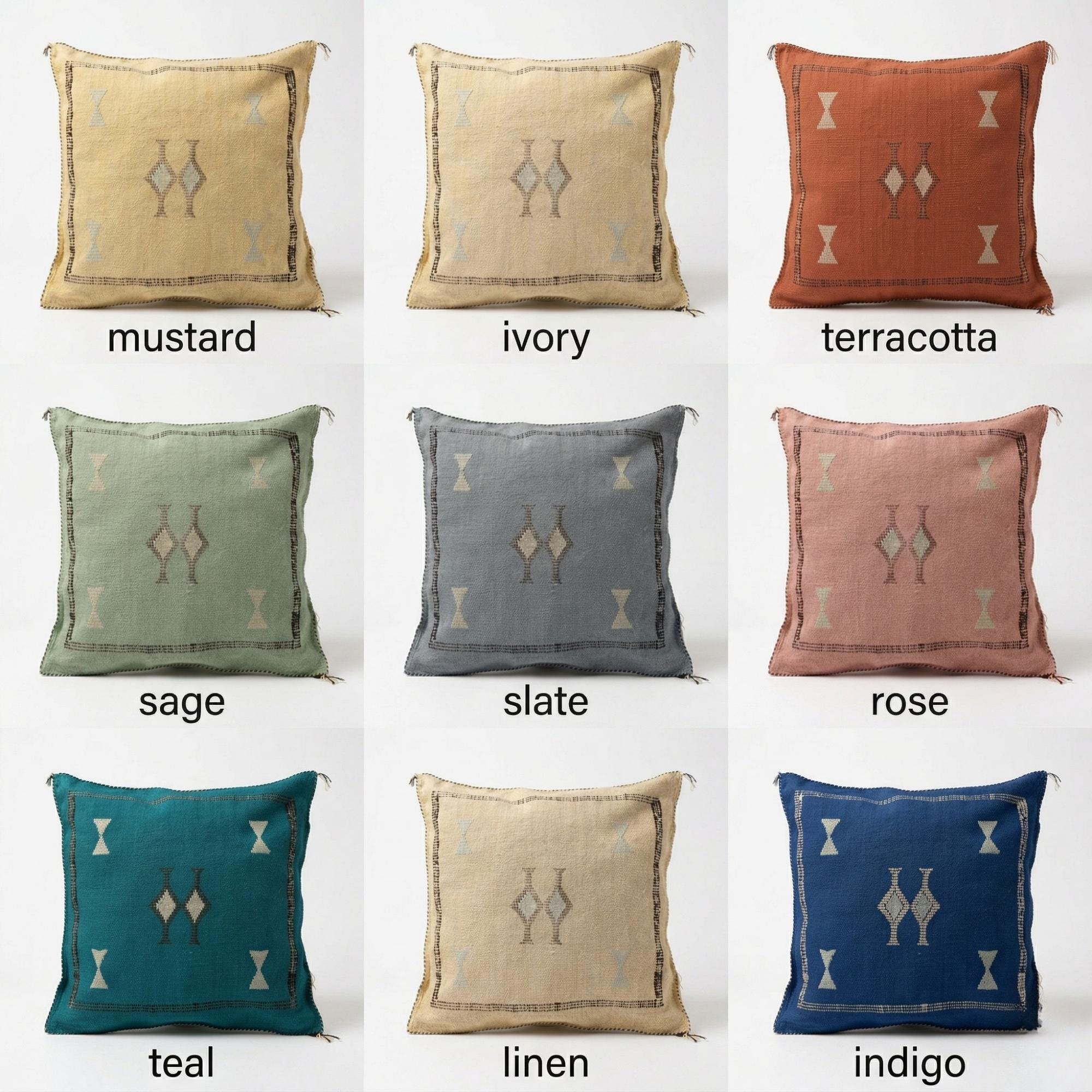 Berber Handmade cactus silk cushion case Yellow Pillow