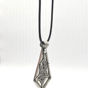 Berber Amulet Sterling Silver Pendant Necklace: Tuareg Cross African Spiral Boho Gypsy Boho