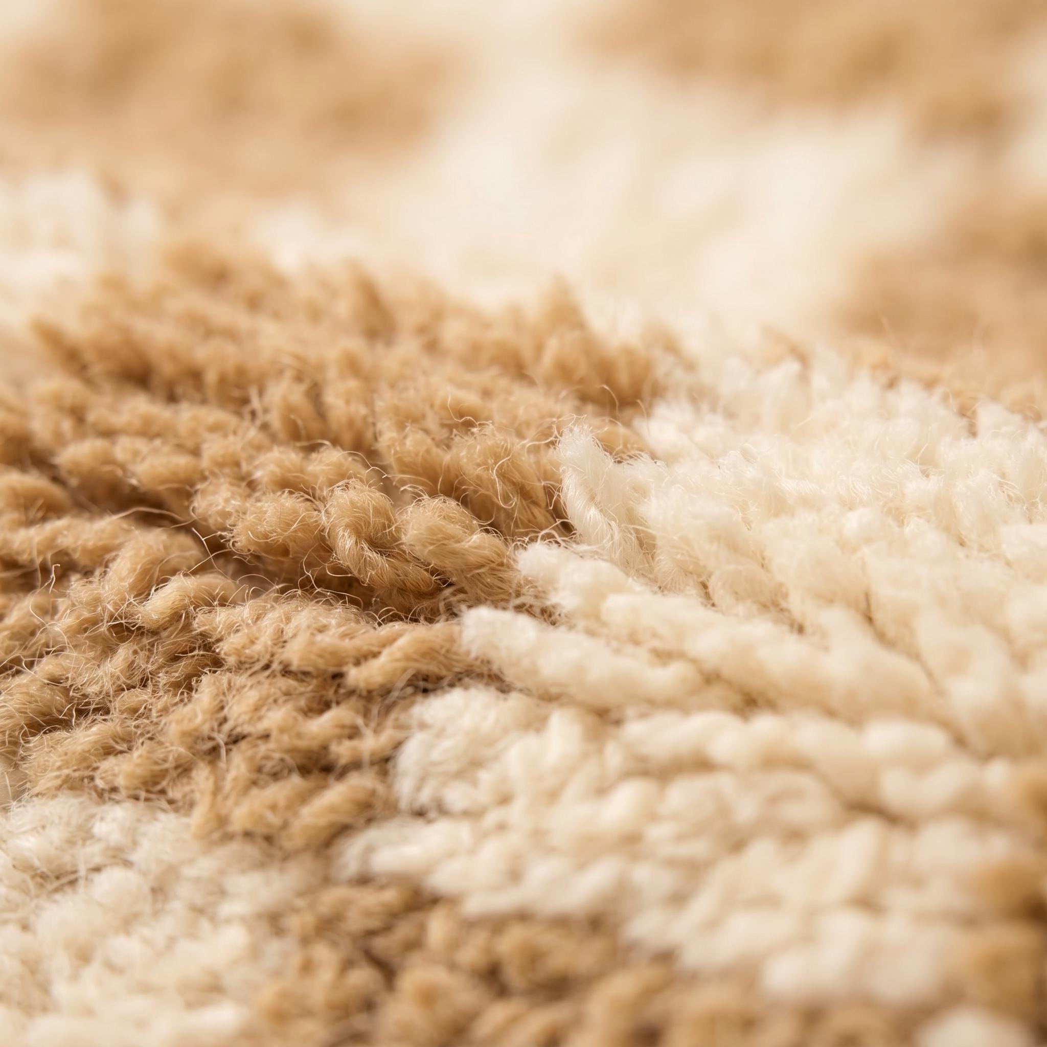 Checkered Rug - Ivory Camel Wool Rug - Handmade Neutral Checker Rug - Japandi Area Rug - Berber Carpet - Multiple Sizes