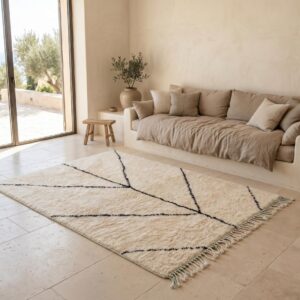 Handmade Berber Carpet Ivory & Black