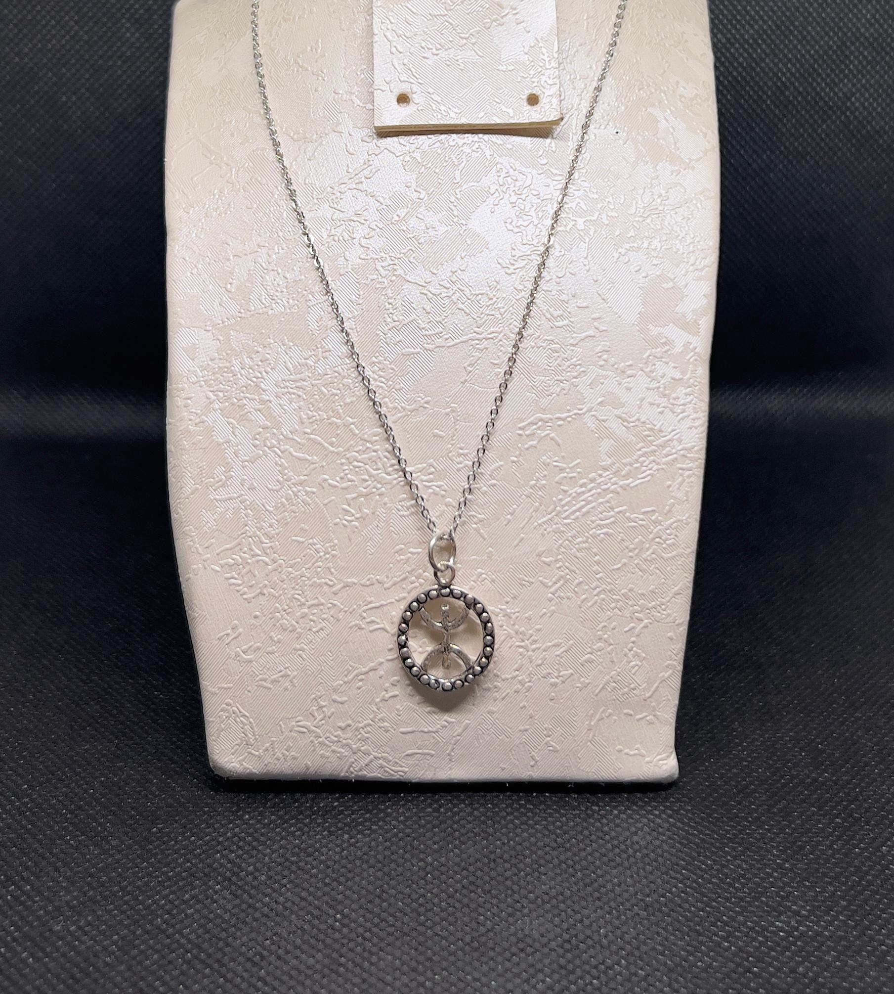 Amazigh Berber Sterling Silver Pendant Necklace: Kabyle Tuareg Symbol Jewelry