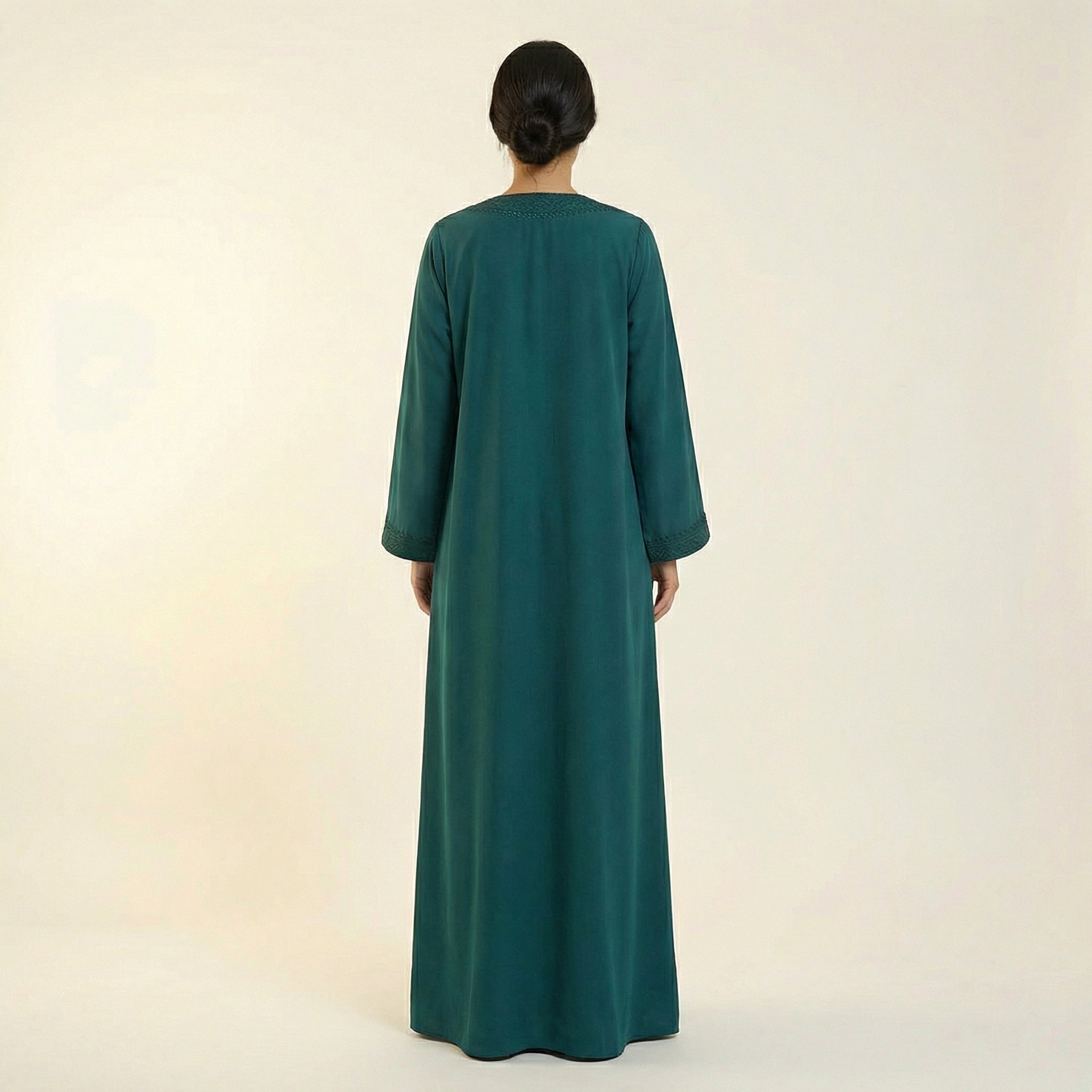 Atlas-Inspired Celebration Djellaba - Amazigh Green Embroidered Style