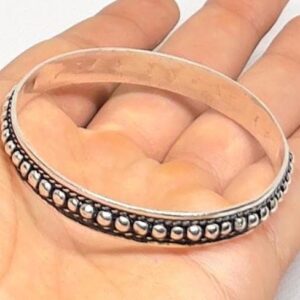 Handmade Berber Cuff: Sterling Silver Beaded Bracelet