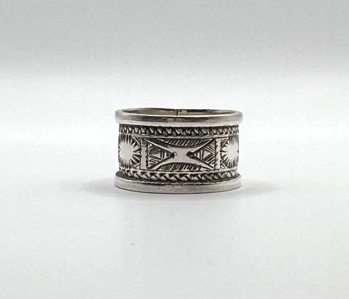 Handmade Sterling Silver Tuareg Ring: Berber Tribal Jewelry, Size 9 US