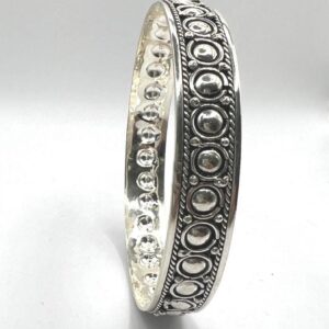 Vintage Sterling Silver Bangle: Handmade Berber Tribal Engraved Bracelet