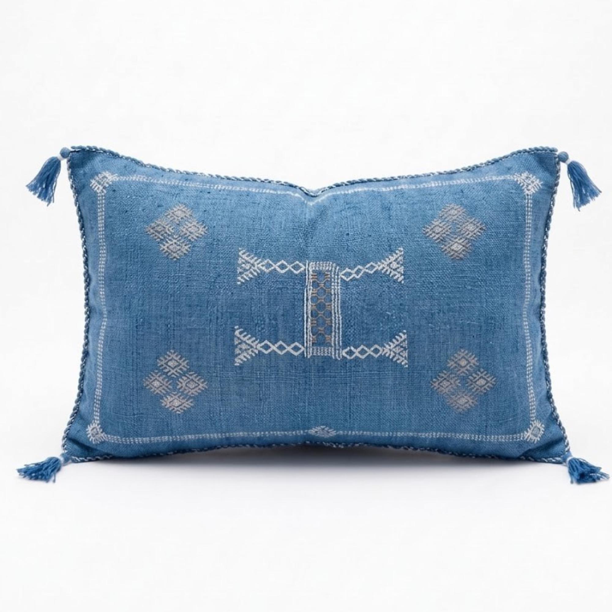 Amazigh Cactus Silk Cover 12x20 Handmade Lumbar Pillow