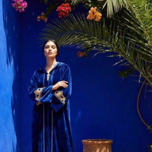 Amazigh Djellaba - Blue Velvet Traditional Occasion Wear